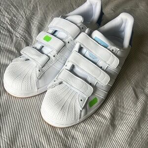 Adidas White Superstar Velcro Strap Sneakers